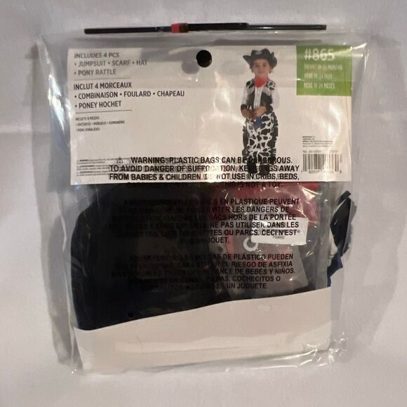 Party City Toddler Black White Western Vaquero Cowboy Costume 18-24 Months NWT - Picture 2 of 2